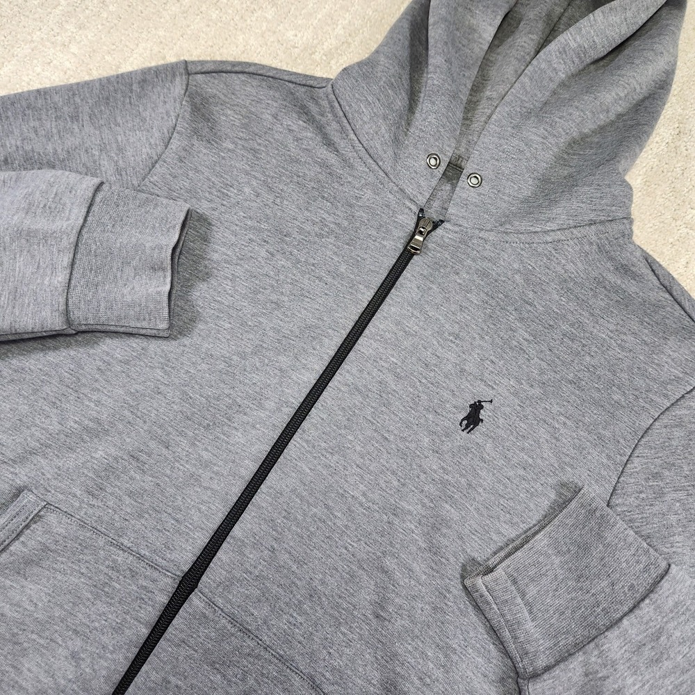 Polo Ralph Lauren Hoodie Men Small Double Knit Gray Full Zip Tech Cotton